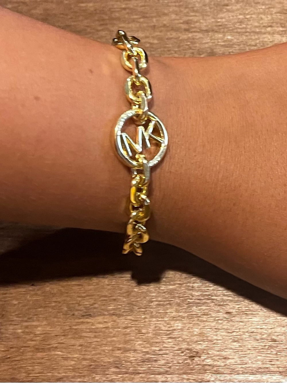 Michael Kors Gold Tone Logo Link Bracelet - Gold